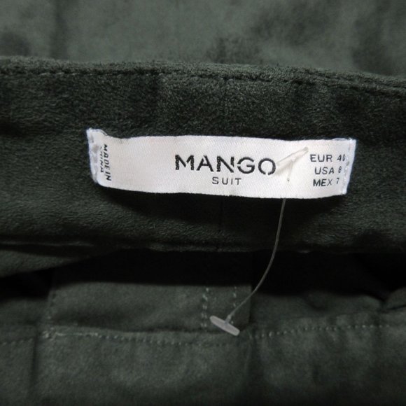 MANGO Suit faux suede pleated front tapered leg pants - Picture 6 of 12
